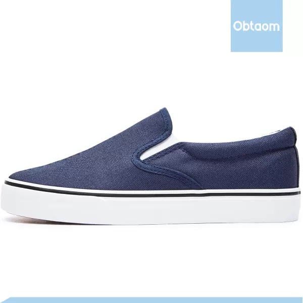 Obtaom Women's White Sneakers Black Slip on Shoes for Women Low Top Canvas Loafers