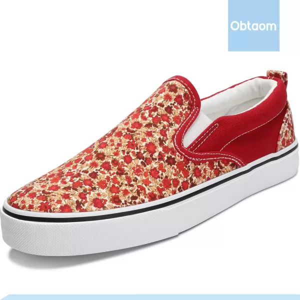 Obtaom Women's White Sneakers Black Slip on Shoes for Women Low Top Canvas Loafers