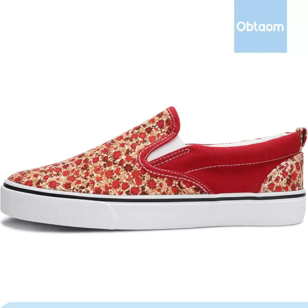 Obtaom Women's White Sneakers Black Slip on Shoes for Women Low Top Canvas Loafers