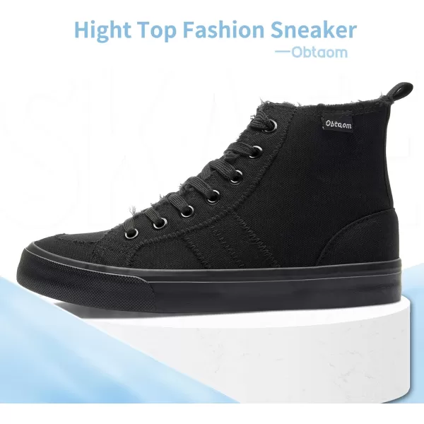 Obtaom womens/mens high top canvas Shoes Play mid calf fashion sneaker casual lace up hi top washed canvas shoes