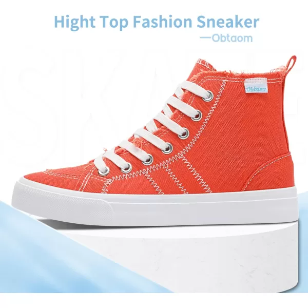 Obtaom womens/mens high top canvas Shoes Play mid calf fashion sneaker casual lace up hi top washed canvas shoes