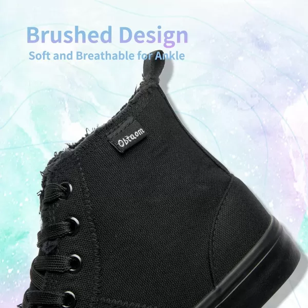 Obtaom womens/mens high top canvas Shoes Play mid calf fashion sneaker casual lace up hi top washed canvas shoes