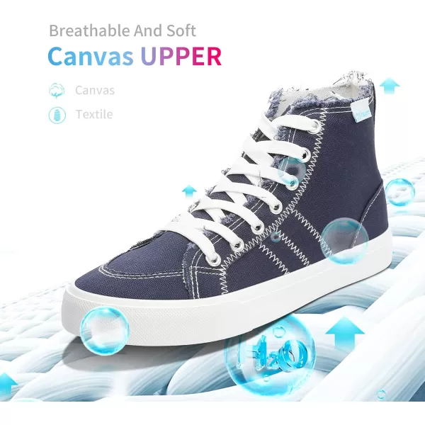 Obtaom womens/mens high top canvas Shoes Play mid calf fashion sneaker casual lace up hi top washed canvas shoes