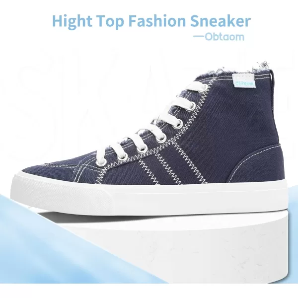 Obtaom womens/mens high top canvas Shoes Play mid calf fashion sneaker casual lace up hi top washed canvas shoes