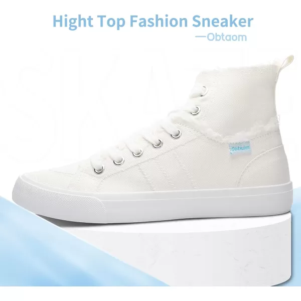 Obtaom womens/mens high top canvas Shoes Play mid calf fashion sneaker casual lace up hi top washed canvas shoes
