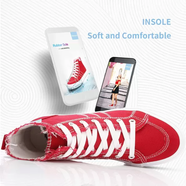 Obtaom womens/mens high top canvas Shoes Play mid calf fashion sneaker casual lace up hi top washed canvas shoes