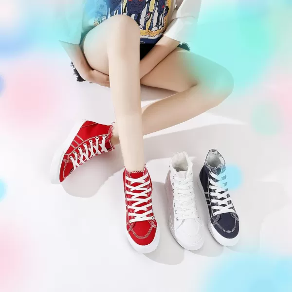Obtaom womens/mens high top canvas Shoes Play mid calf fashion sneaker casual lace up hi top washed canvas shoes