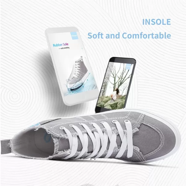 Obtaom womens/mens high top canvas Shoes Play mid calf fashion sneaker casual lace up hi top washed canvas shoes
