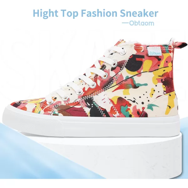 Obtaom womens/mens high top canvas Shoes Play mid calf fashion sneaker casual lace up hi top washed canvas shoes
