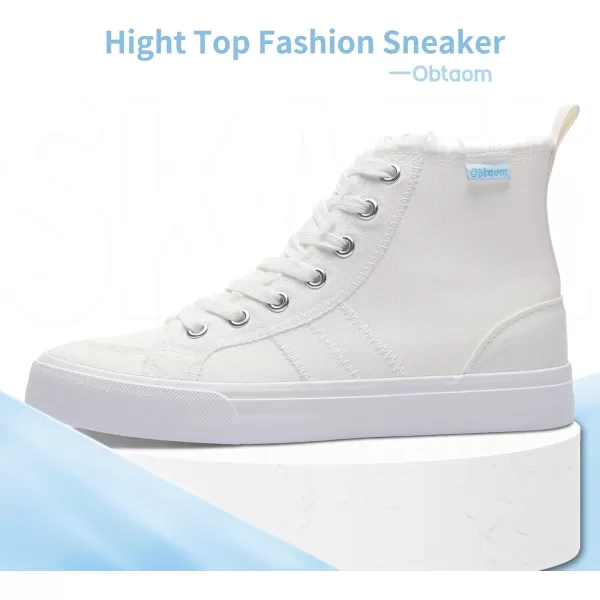 Obtaom womens/mens high top canvas Shoes Play mid calf fashion sneaker casual lace up hi top washed canvas shoes