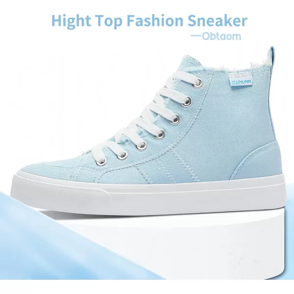 Obtaom womens/mens high top canvas Shoes Play mid calf fashion sneaker casual lace up hi top washed canvas shoes