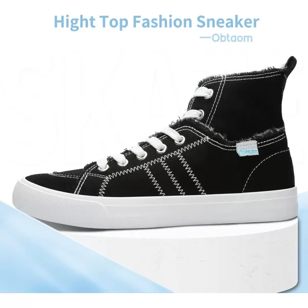 Obtaom womens/mens high top canvas Shoes Play mid calf fashion sneaker casual lace up hi top washed canvas shoes