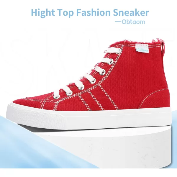 Obtaom womens/mens high top canvas Shoes Play mid calf fashion sneaker casual lace up hi top washed canvas shoes
