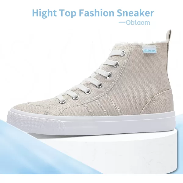 Obtaom womens/mens high top canvas Shoes Play mid calf fashion sneaker casual lace up hi top washed canvas shoes