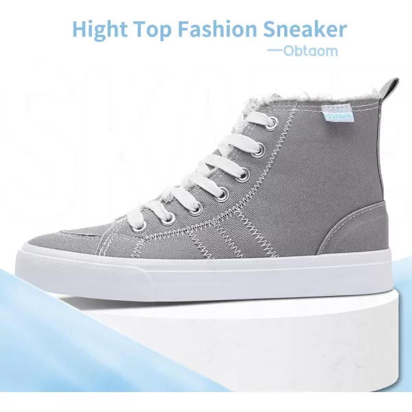 Obtaom womens/mens high top canvas Shoes Play mid calf fashion sneaker casual lace up hi top washed canvas shoes