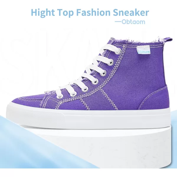 Obtaom womens/mens high top canvas Shoes Play mid calf fashion sneaker casual lace up hi top washed canvas shoes