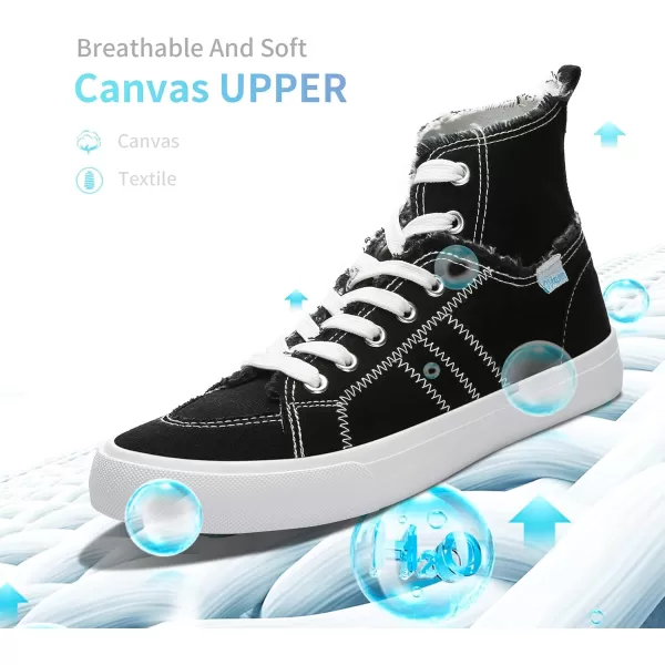 Obtaom womens/mens high top canvas Shoes Play mid calf fashion sneaker casual lace up hi top washed canvas shoes