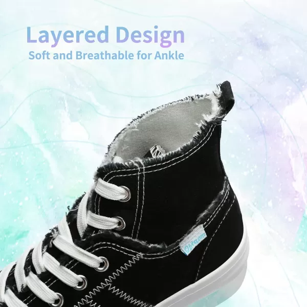 Obtaom womens/mens high top canvas Shoes Play mid calf fashion sneaker casual lace up hi top washed canvas shoes