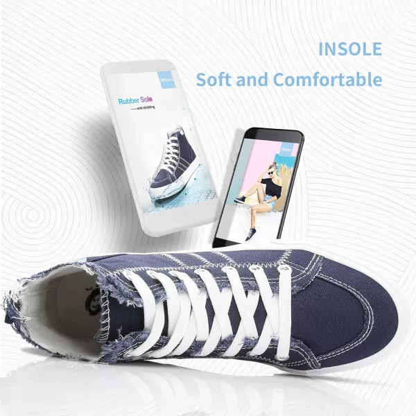 Obtaom womens/mens high top canvas Shoes Play mid calf fashion sneaker casual lace up hi top washed canvas shoes