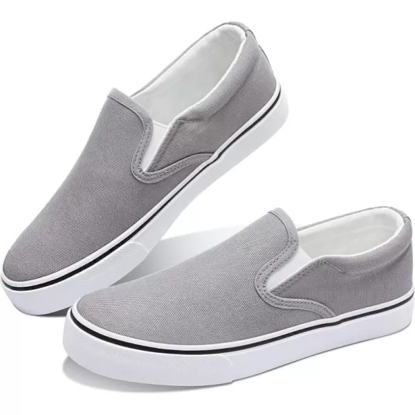 Obtaom Women's White Sneakers Black Slip on Shoes for Women Low Top Canvas Loafers