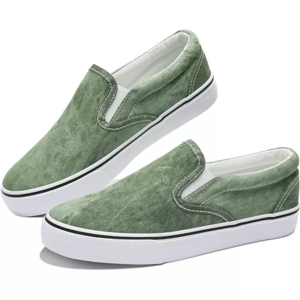Obtaom Women's White Sneakers Black Slip on Shoes for Women Low Top Canvas Loafers