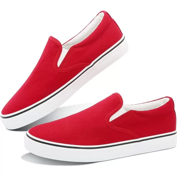 Obtaom Women's White Sneakers Black Slip on Shoes for Women Low Top Canvas Loafers