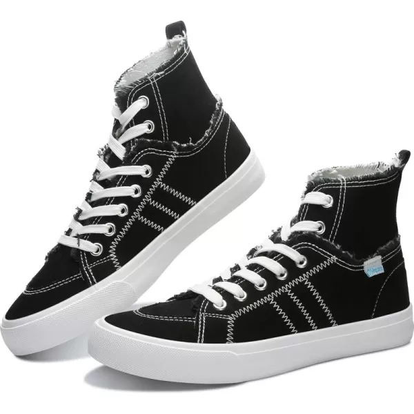 Obtaom womens/mens high top canvas Shoes Play mid calf fashion sneaker casual lace up hi top washed canvas shoes