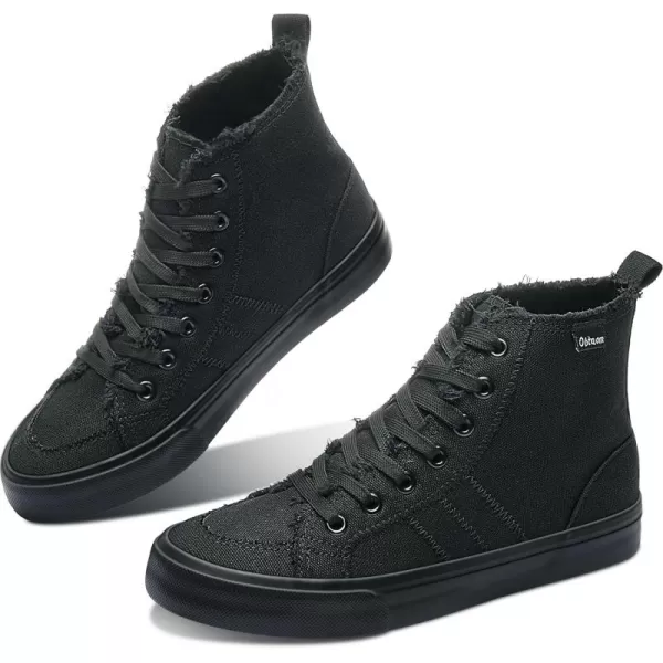 Obtaom womens/mens high top canvas Shoes Play mid calf fashion sneaker casual lace up hi top washed canvas shoes