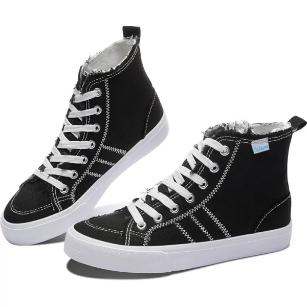 Obtaom womens/mens high top canvas Shoes Play mid calf fashion sneaker casual lace up hi top washed canvas shoes