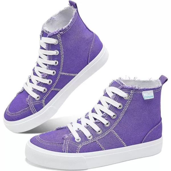 Obtaom womens/mens high top canvas Shoes Play mid calf fashion sneaker casual lace up hi top washed canvas shoes