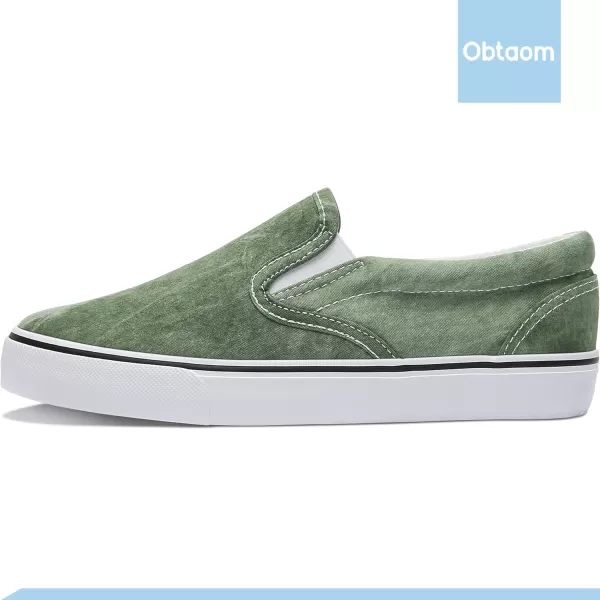 Obtaom Women's White Sneakers Black Slip on Shoes for Women Low Top Canvas Loafers