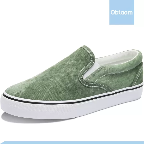Obtaom Women's White Sneakers Black Slip on Shoes for Women Low Top Canvas Loafers