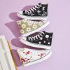 imagekufeiti Womens High Top Canvas Sneakers Canvas Shoes Lace up White Black Sneakers Casual Walking ShoesBlack Lucky