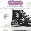 imagekufeiti Womens High Top Canvas Sneakers Canvas Shoes Lace up White Black Sneakers Casual Walking ShoesBlack Lucky