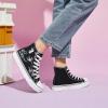 imagekufeiti Womens High Top Canvas Sneakers Canvas Shoes Lace up White Black Sneakers Casual Walking ShoesBlack Lucky