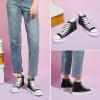 imagekufeiti Womens High Top Canvas Sneakers Canvas Shoes Lace up White Black Sneakers Casual Walking ShoesClassic Black