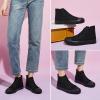 imagekufeiti Womens High Top Canvas Sneakers Canvas Shoes Lace up White Black Sneakers Casual Walking ShoesFull Black