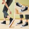 imagekufeiti Womens High Top Canvas Sneakers Canvas Shoes Lace up White Black Sneakers Casual Walking ShoesSimple Blackno Sidezipper