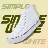 imagekufeiti Womens High Top Canvas Sneakers Canvas Shoes Lace up White Black Sneakers Casual Walking ShoesSimple Whiteno Sidezipper