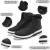 imagekufeiti Womens Waterproof Fur Lined Winter Boots Platform Black Combat Non Slip Boots with Side Zipper Snow Ankle Boots for Outdoor Hiking WorkBlack