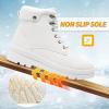 imagekufeiti Womens Waterproof Fur Lined Winter Boots Platform Black Combat Non Slip Boots with Side Zipper Snow Ankle Boots for Outdoor Hiking WorkWhite