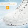 imagekufeiti Womens Waterproof Fur Lined Winter Boots Platform Black Combat Non Slip Boots with Side Zipper Snow Ankle Boots for Outdoor Hiking WorkWhite