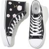imagekufeiti Womens High Top Canvas Sneakers Canvas Shoes Lace up White Black Sneakers Casual Walking ShoesEmbroidery Black