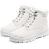imagekufeiti Womens Waterproof Fur Lined Winter Boots Platform Black Combat Non Slip Boots with Side Zipper Snow Ankle Boots for Outdoor Hiking WorkWhite