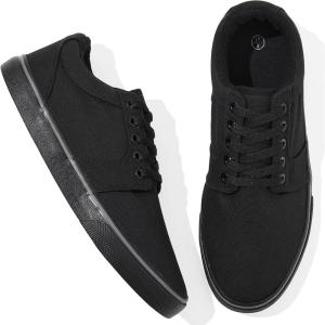 imagekufeiti Mens Canvas Black Casual Shoes Sneakers Low Top Lace Up Walking Shoes Sneakers for MenBlack