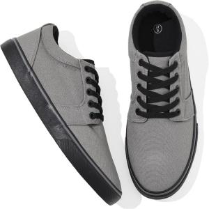 imagekufeiti Mens Canvas Black Casual Shoes Sneakers Low Top Lace Up Walking Shoes Sneakers for MenDark Grey