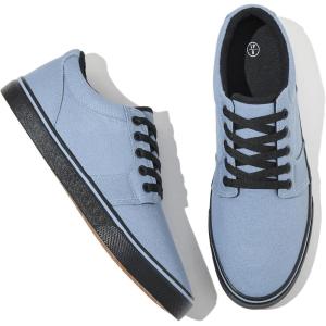 imagekufeiti Mens Canvas Black Casual Shoes Sneakers Low Top Lace Up Walking Shoes Sneakers for MenGray Blue