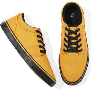 imagekufeiti Mens Canvas Black Casual Shoes Sneakers Low Top Lace Up Walking Shoes Sneakers for MenYellow