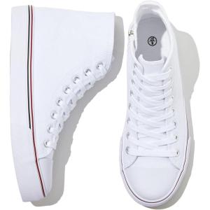 imagekufeiti Womens High Top Canvas Sneakers Canvas Shoes Lace up White Black Sneakers Casual Walking ShoesClassic White