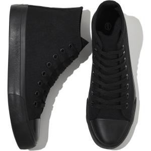 imagekufeiti Womens High Top Canvas Sneakers Canvas Shoes Lace up White Black Sneakers Casual Walking ShoesInk Blackno Sidezipper